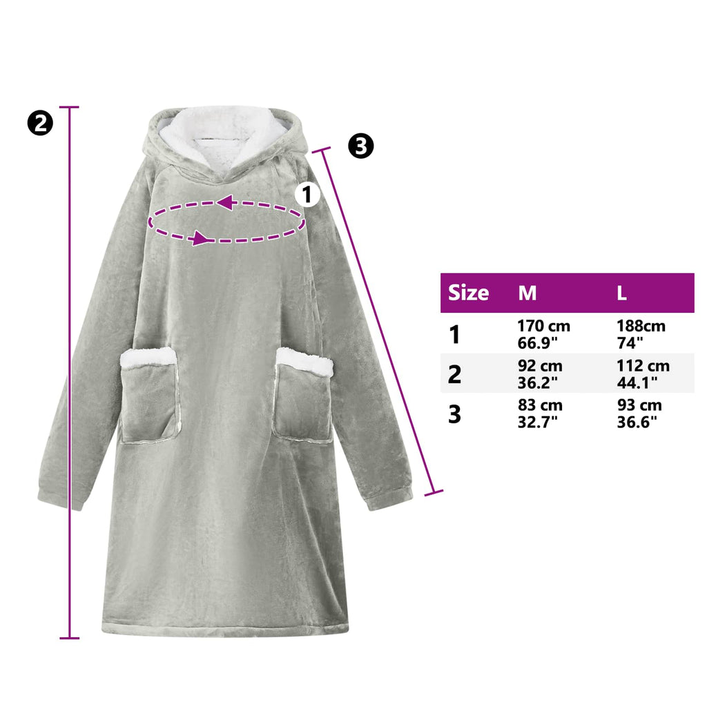 vidaXL Bluza-koc Szary M Fleece i Flanela
