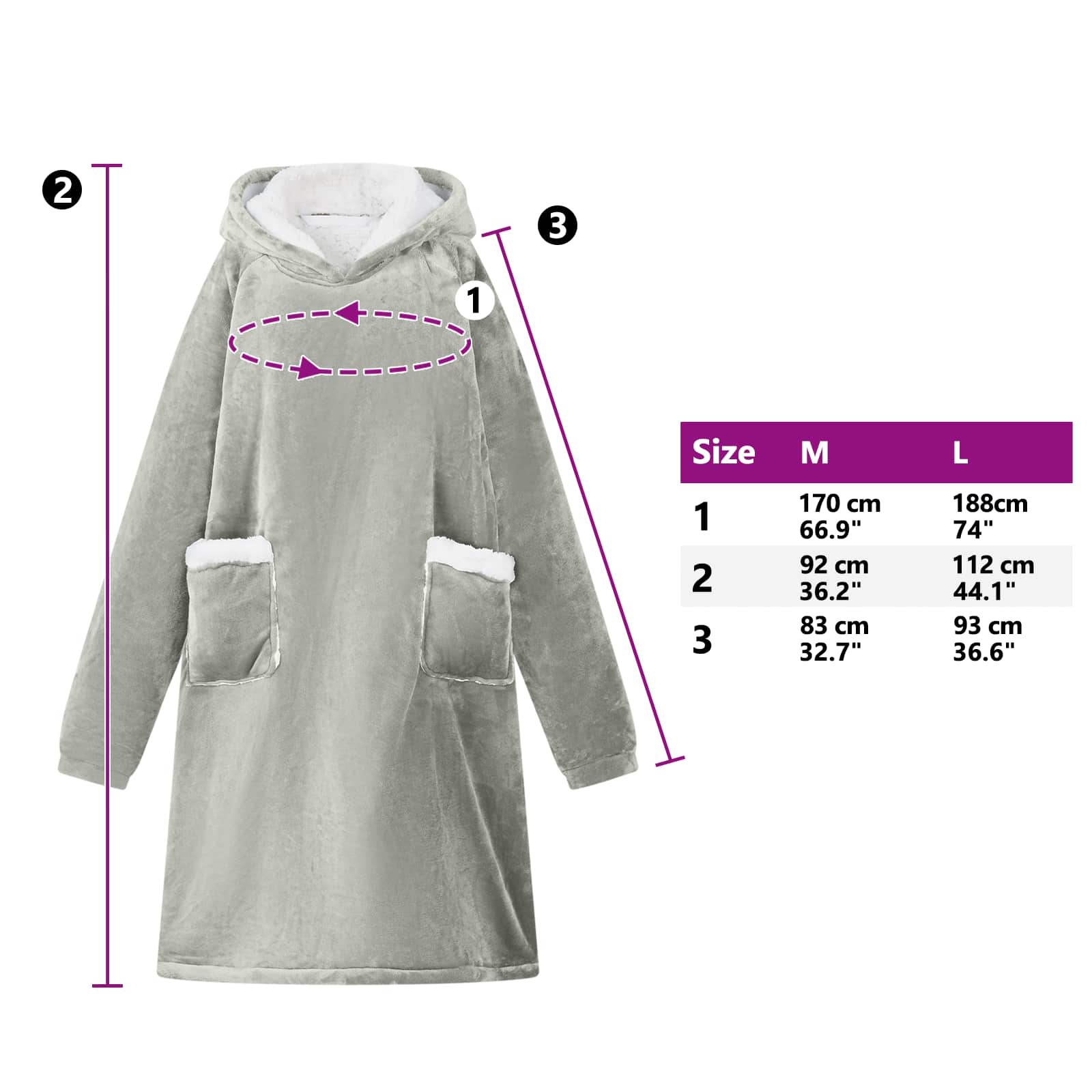 vidaXL Bluza-koc Szary M Fleece i Flanela
