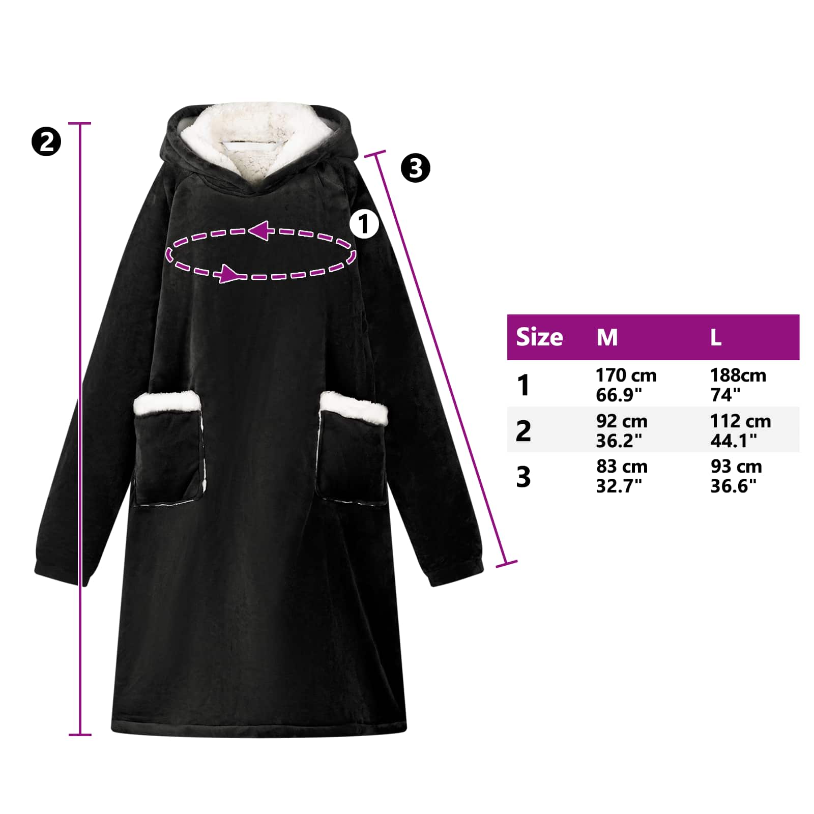 vidaXL Bluza-koc Czarny M Fleece i Flanela