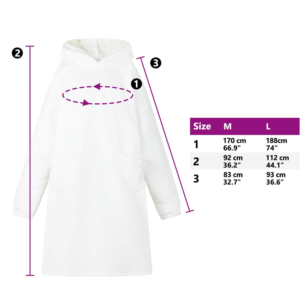 vidaXL Bluza-koc Biały M Fleece i Flanela