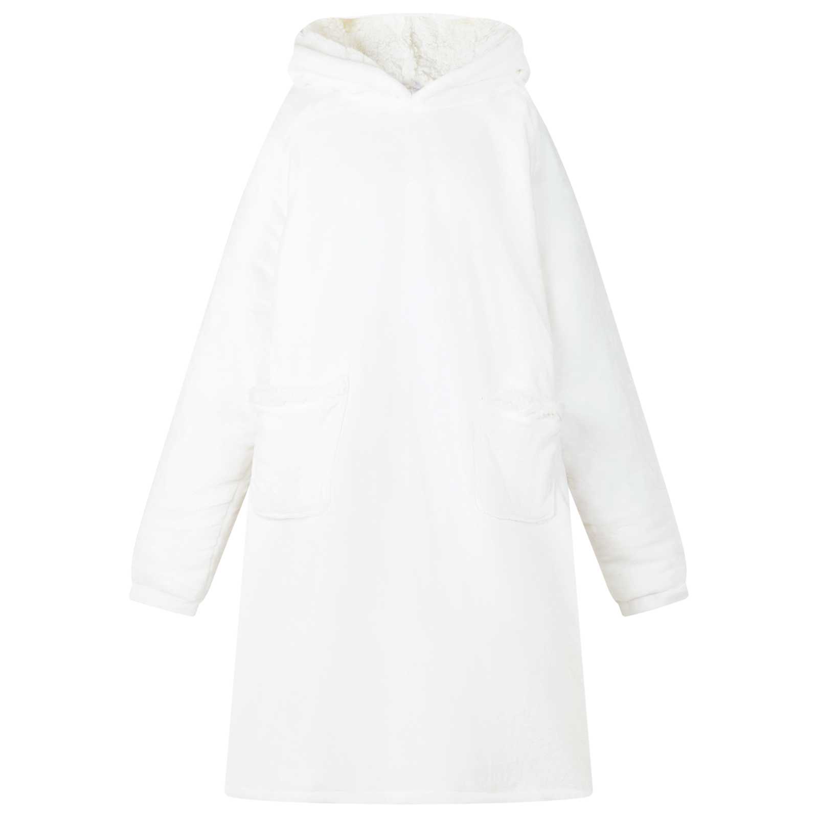 vidaXL Bluza-koc Biały L Fleece i Flanela