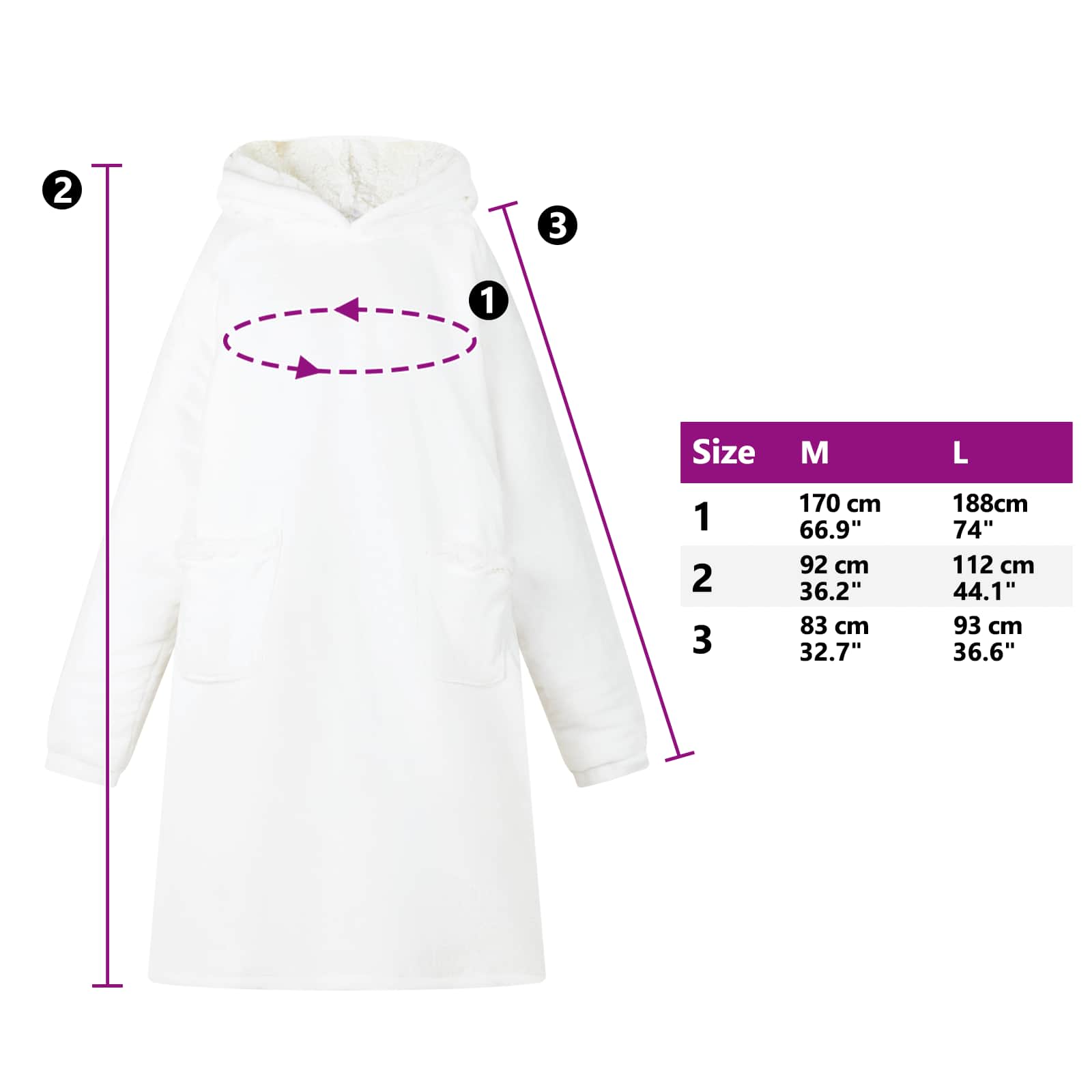 vidaXL Bluza-koc Biały L Fleece i Flanela