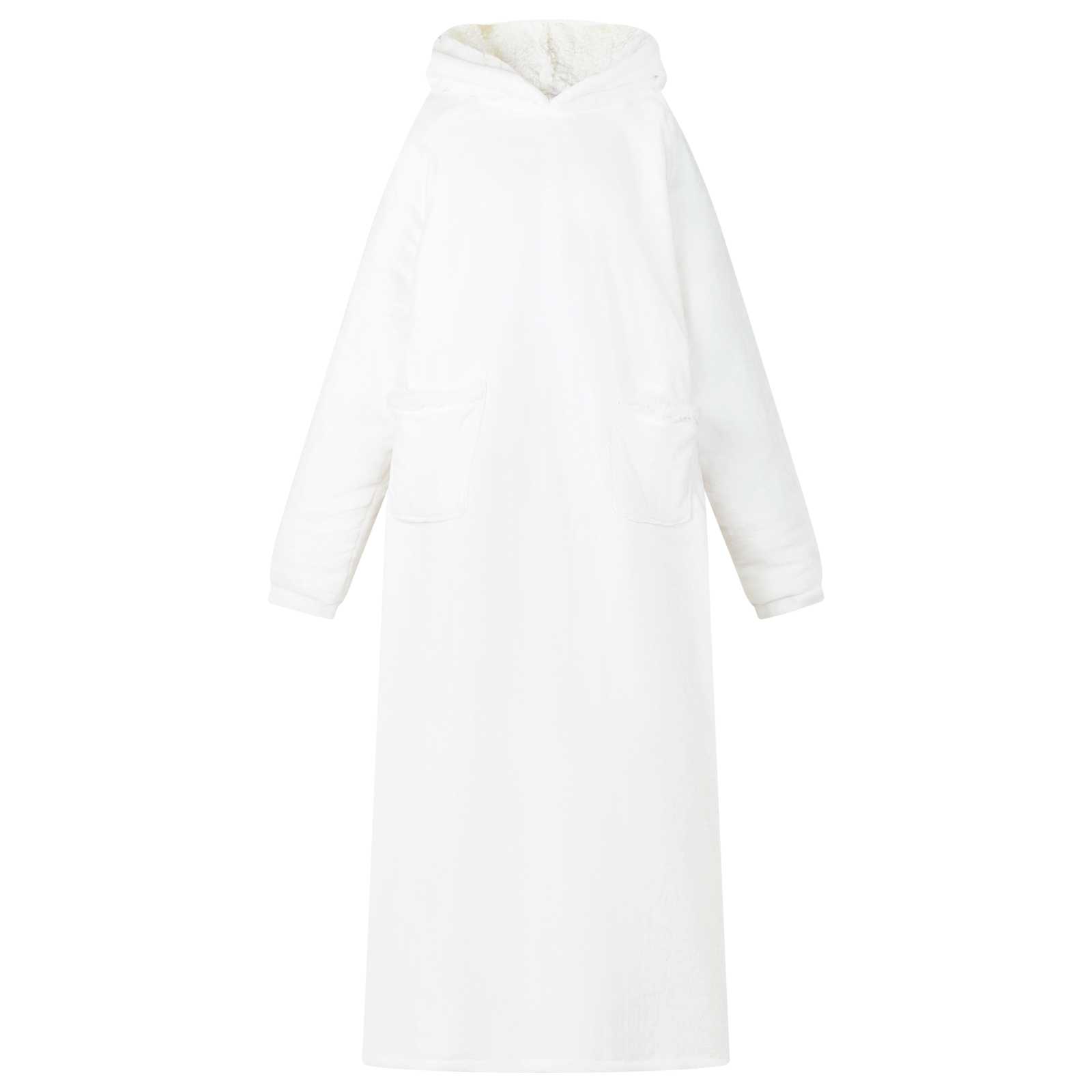 vidaXL Bluza-koc Biały M Fleece i Flanela