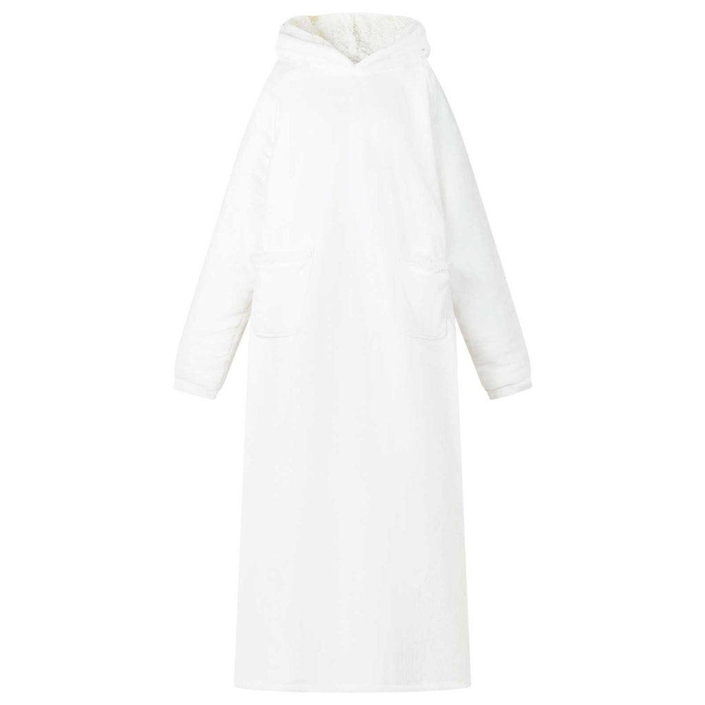 vidaXL Bluza-koc Biały L Fleece i Flanela