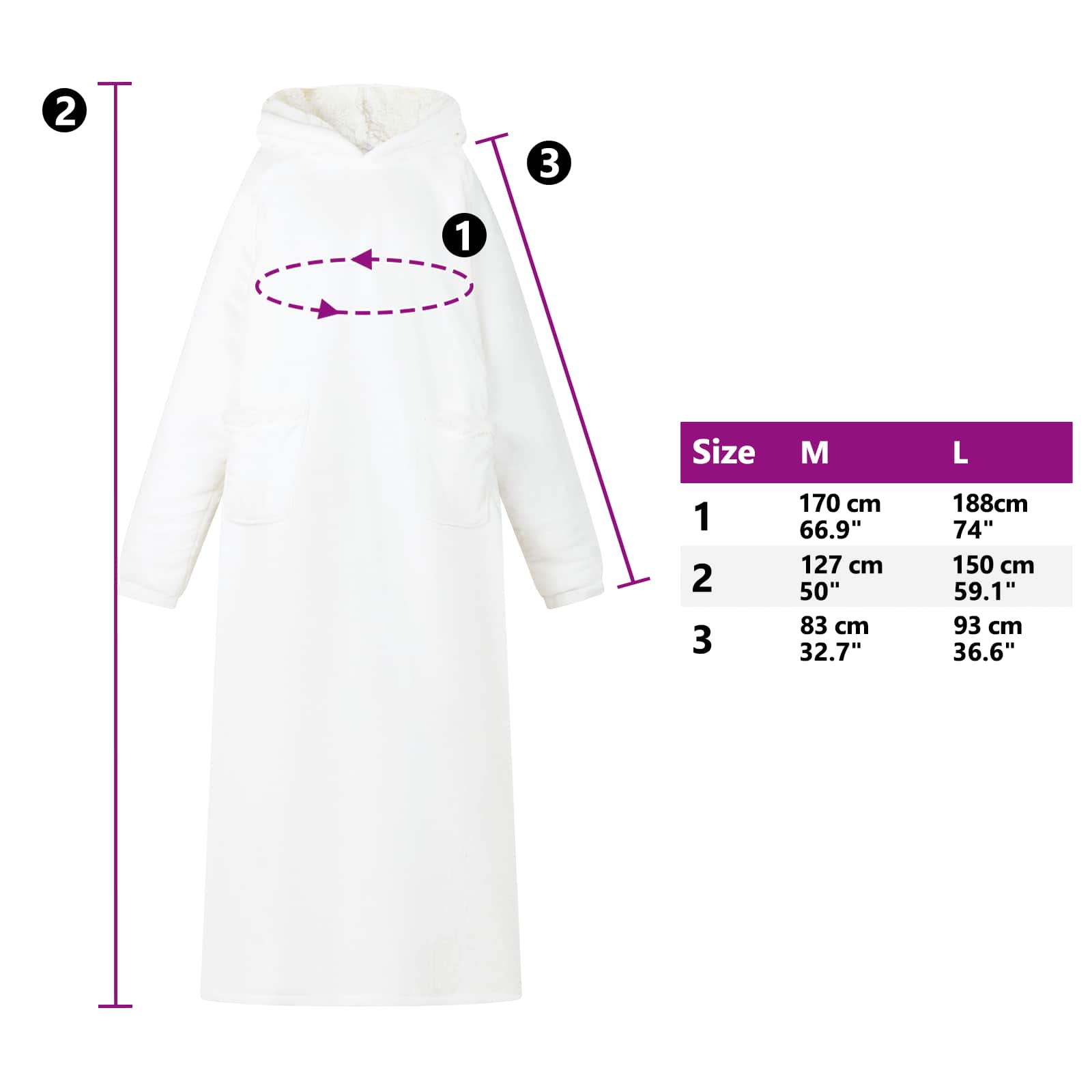 vidaXL Bluza-koc Biały L Fleece i Flanela