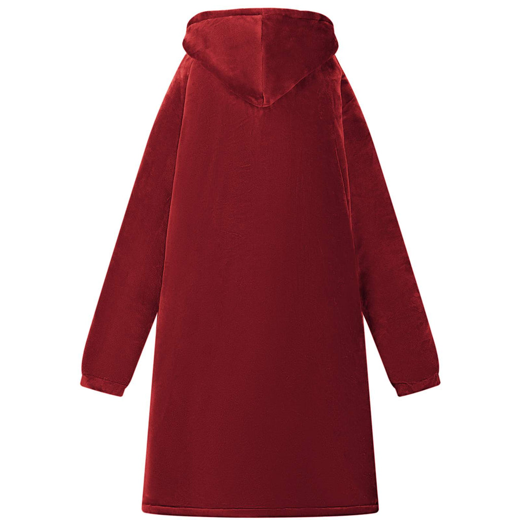 vidaXL Bluza-koc Bordeaux Czerwony M Fleece i Flanela
