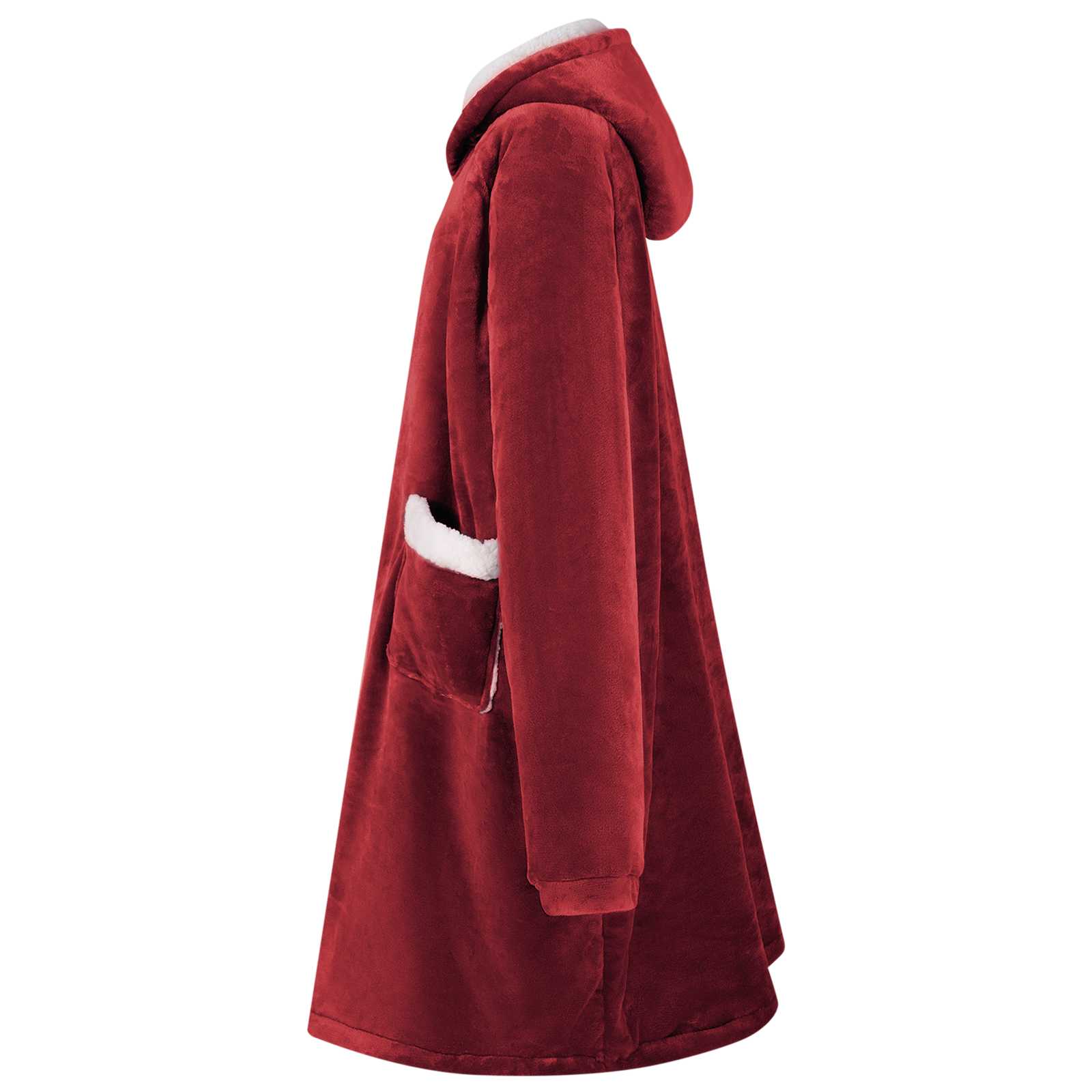 vidaXL Bluza-koc Bordeaux Czerwony M Fleece i Flanela
