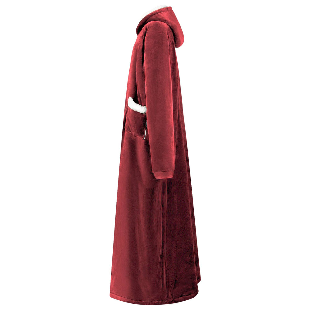 vidaXL Bluza-koc Bordeaux Czerwony M Fleece i Flanela