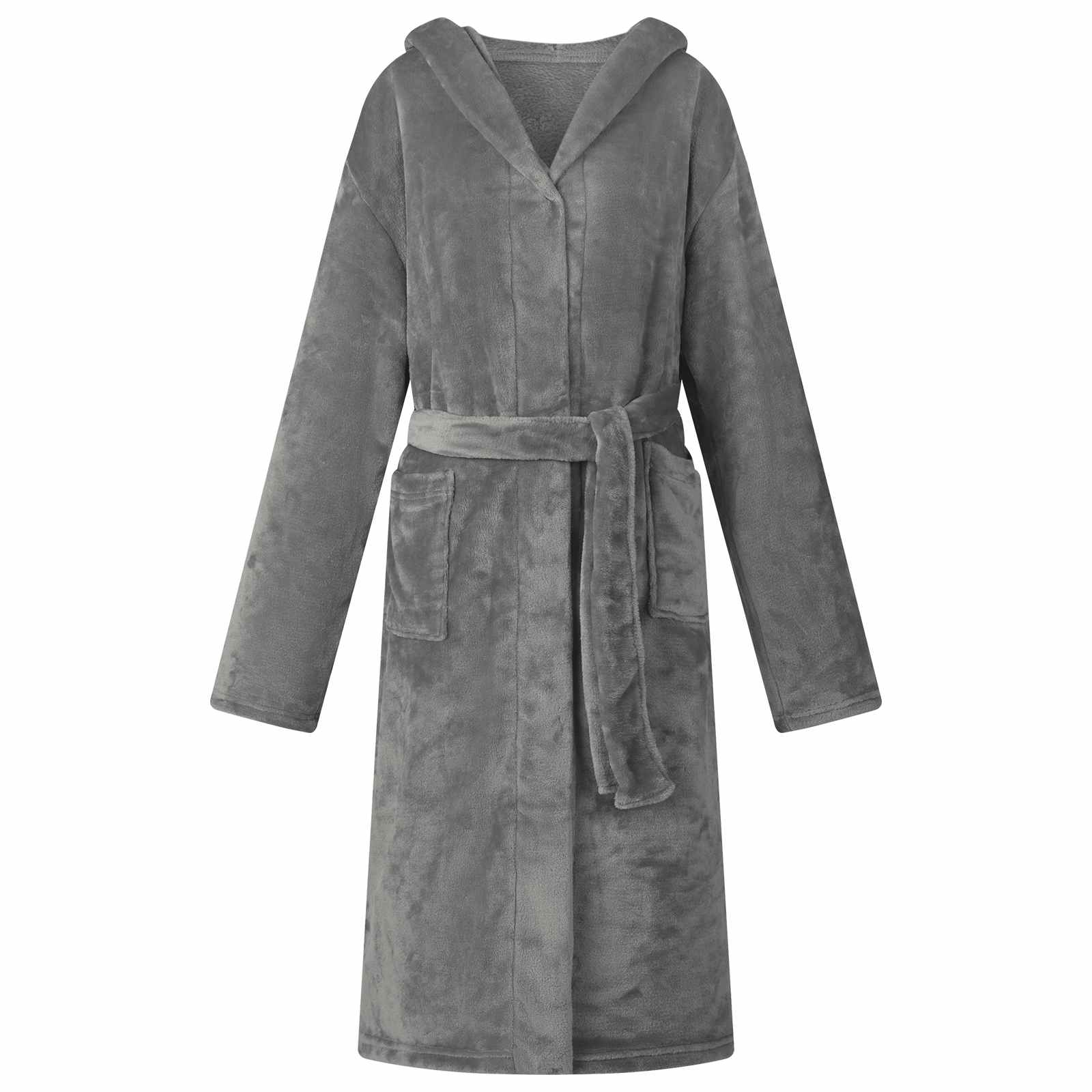 vidaXL Szlafrok z kapturem Ciemnoszary m Flanela