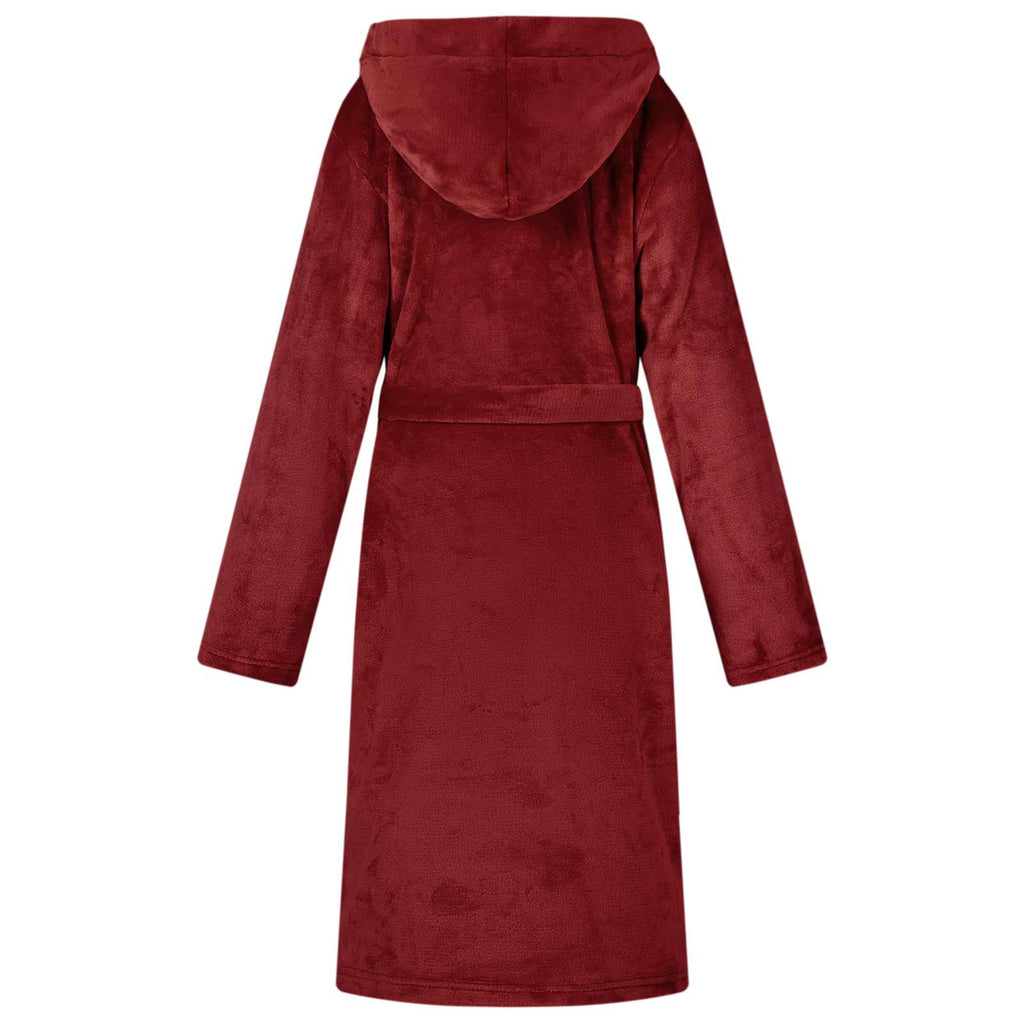 vidaXL Szlafrok z kapturem Bordeaux Czerwony xl Flanela
