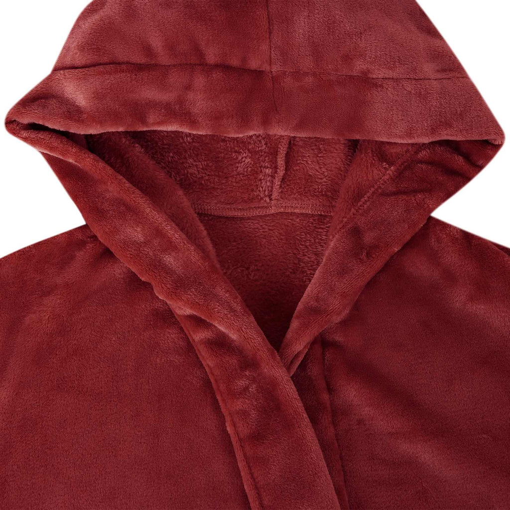 vidaXL Szlafrok z kapturem Bordeaux Czerwony xxl Flanela