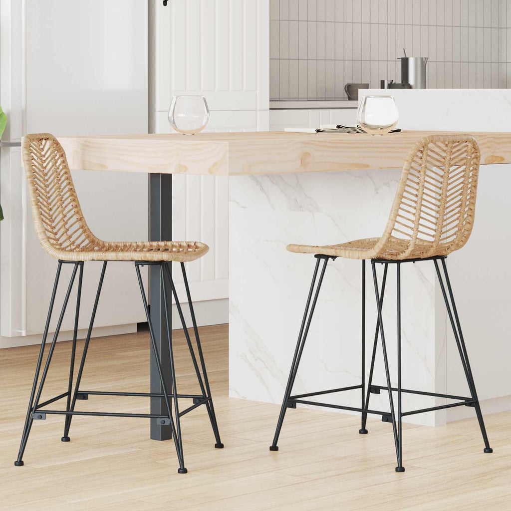 vidaXL Krzesło barowe 2 pcs 44,5 x 54,5 x 97,5 cm Rattan i żelazo