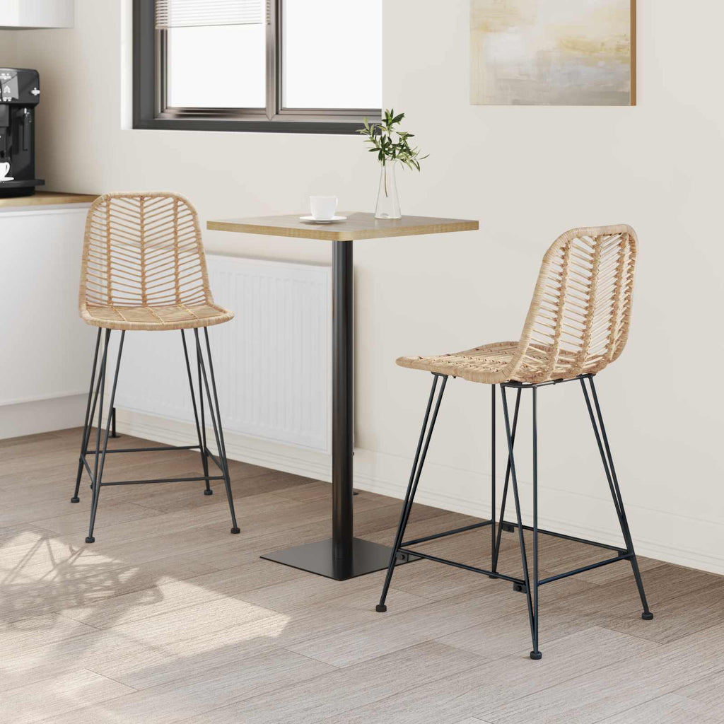 vidaXL Krzesło barowe 2 pcs 44,5 x 54,5 x 97,5 cm Rattan i żelazo