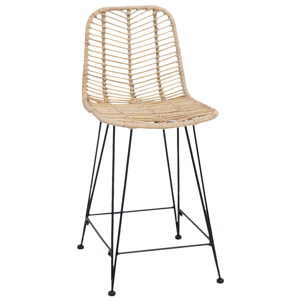 vidaXL Krzesło barowe 2 pcs 44,5 x 54,5 x 97,5 cm Rattan i żelazo
