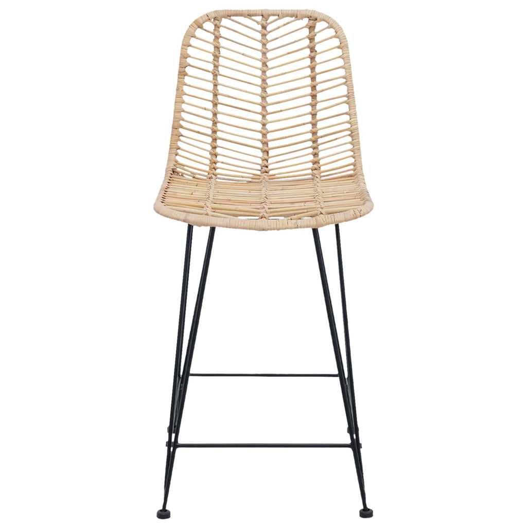 vidaXL Krzesło barowe 2 pcs 44,5 x 54,5 x 97,5 cm Rattan i żelazo