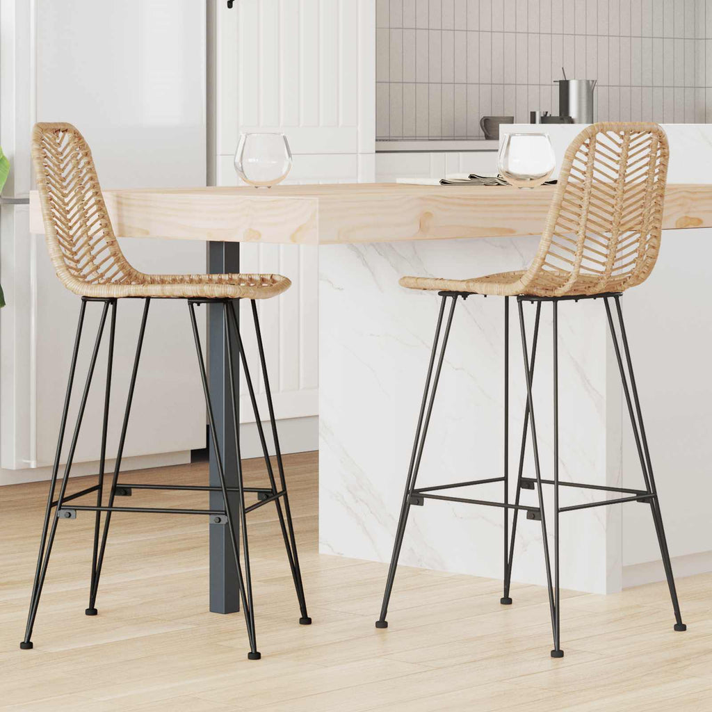vidaXL Krzesło barowe 2 pcs 44 x 52 x 111 cm Rattan i żelazo