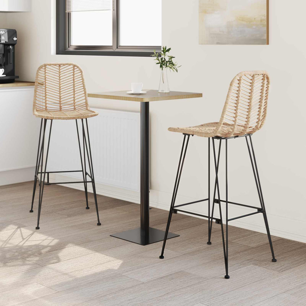 vidaXL Krzesło barowe 2 pcs 44 x 52 x 111 cm Rattan i żelazo