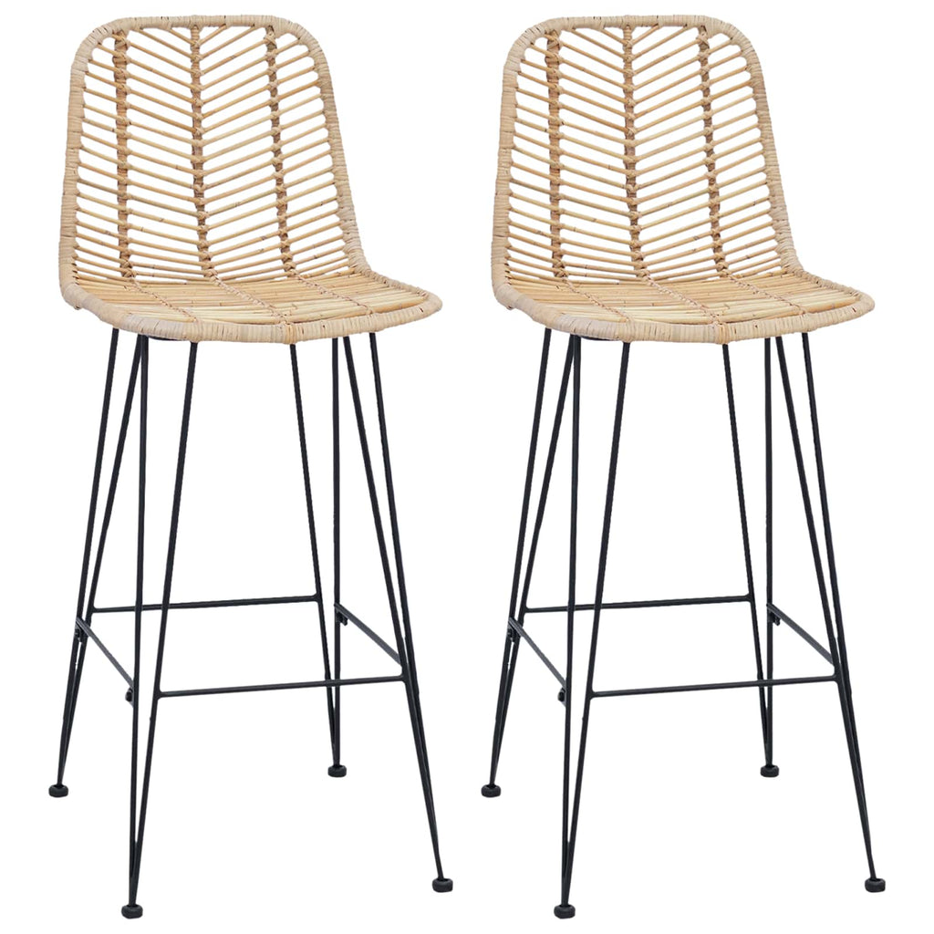 vidaXL Krzesło barowe 2 pcs 44 x 52 x 111 cm Rattan i żelazo