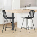 vidaXL Krzesło barowe 2 pcs 44,5 x 54,5 x 97,5 cm Rattan i żelazo