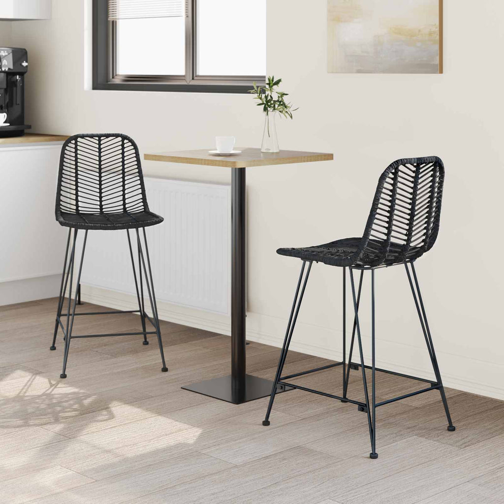 vidaXL Krzesło barowe 2 pcs 44,5 x 54,5 x 97,5 cm Rattan i żelazo