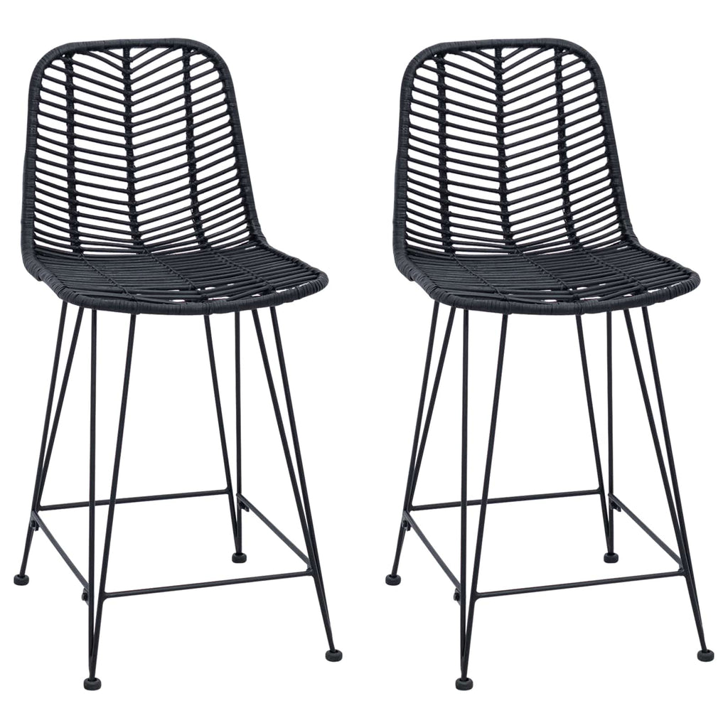 vidaXL Krzesło barowe 2 pcs 44,5 x 54,5 x 97,5 cm Rattan i żelazo