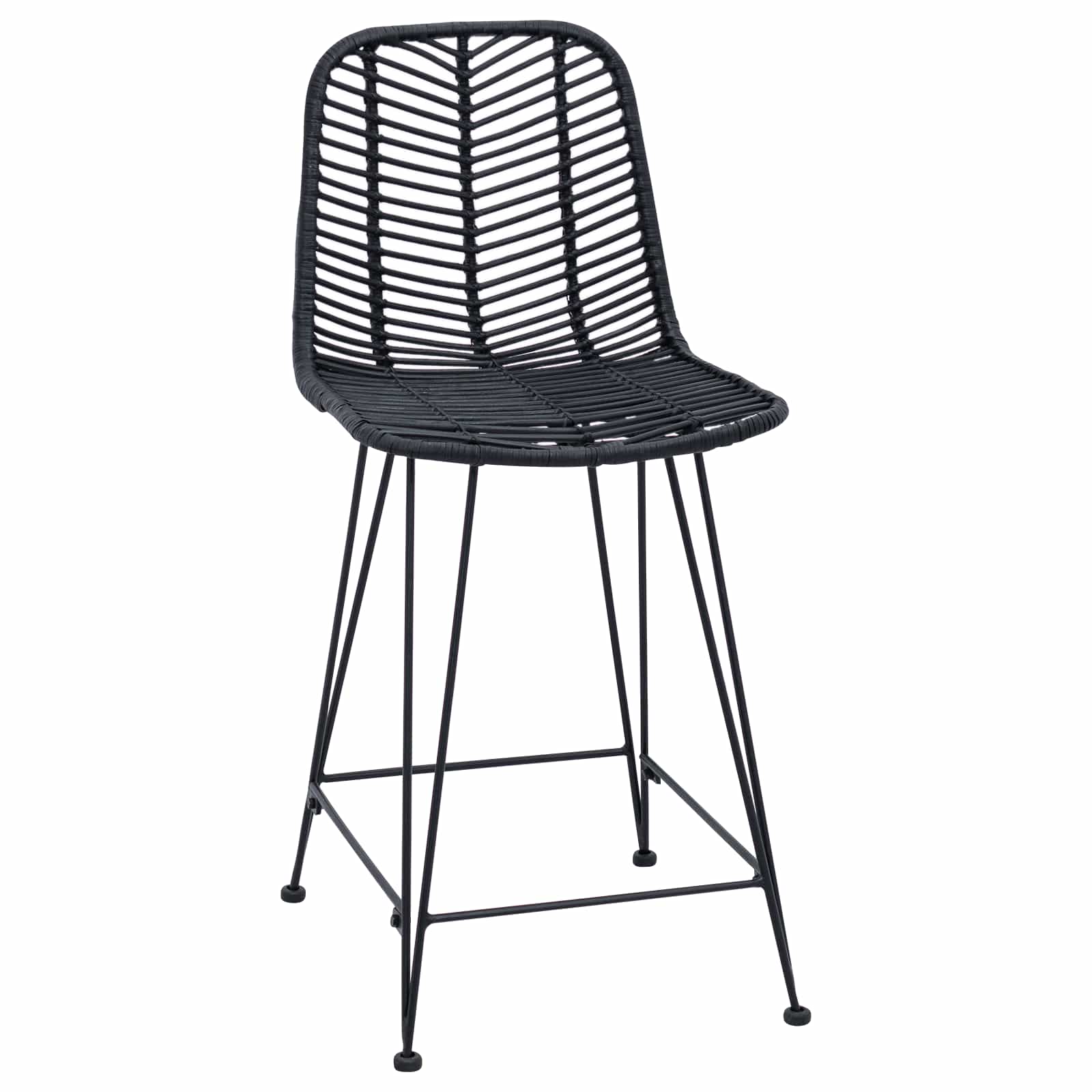 vidaXL Krzesło barowe 2 pcs 44,5 x 54,5 x 97,5 cm Rattan i żelazo