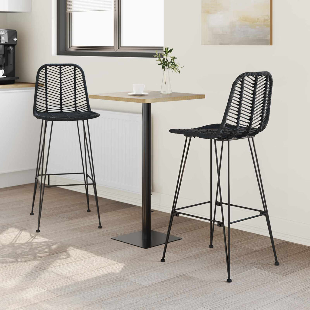 vidaXL Krzesło barowe 2 pcs 44 x 52 x 111 cm Rattan i żelazo