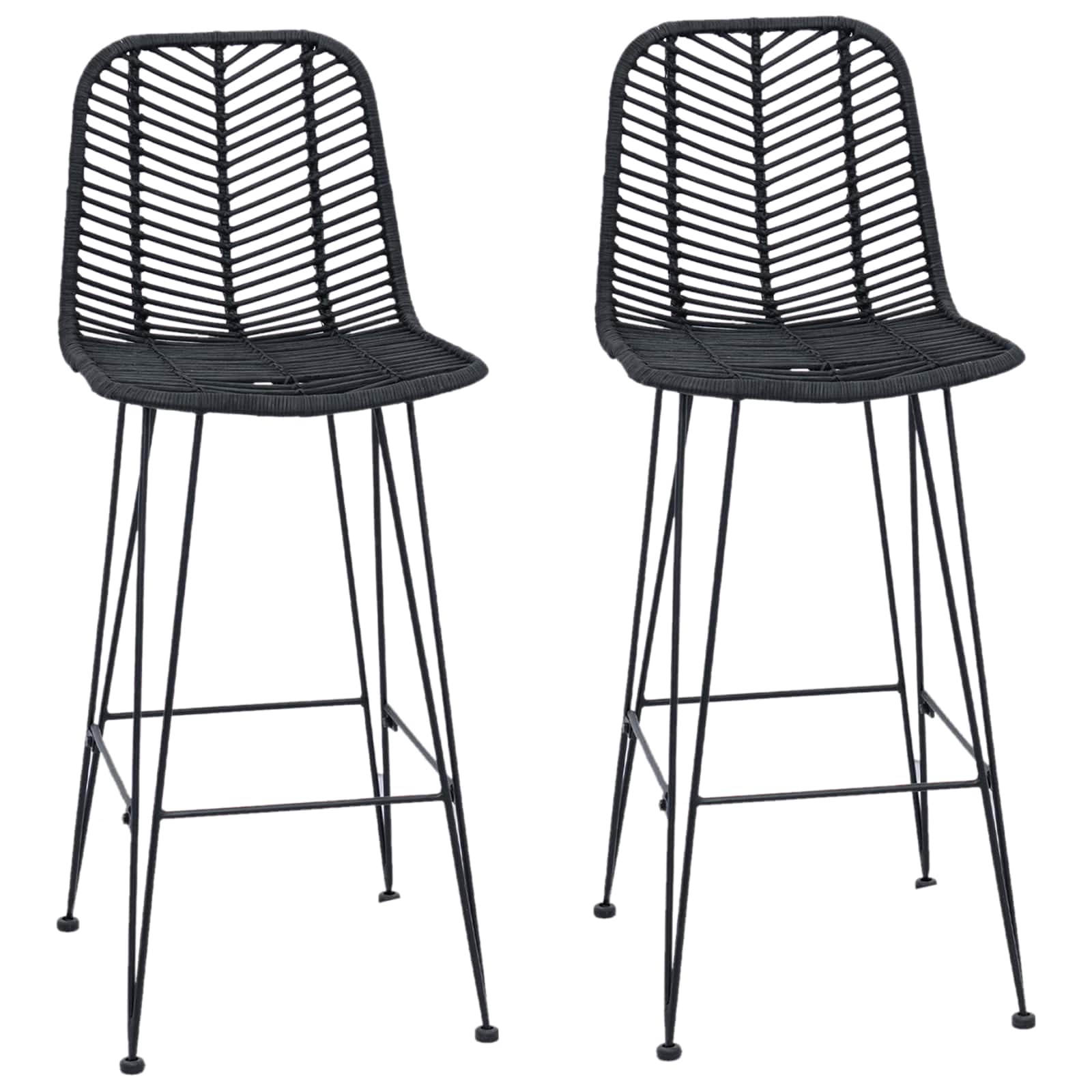vidaXL Krzesło barowe 2 pcs 44 x 52 x 111 cm Rattan i żelazo