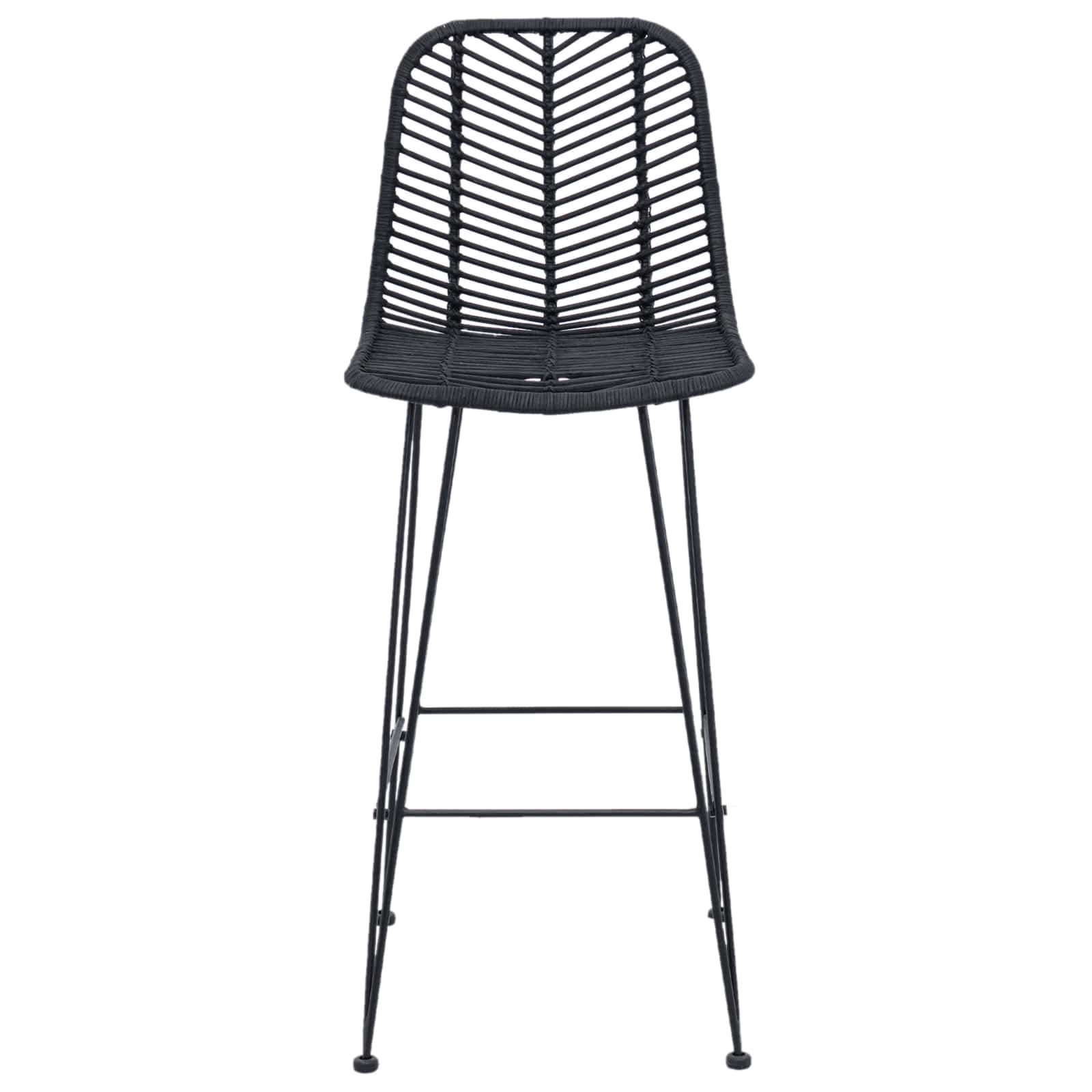 vidaXL Krzesło barowe 2 pcs 44 x 52 x 111 cm Rattan i żelazo