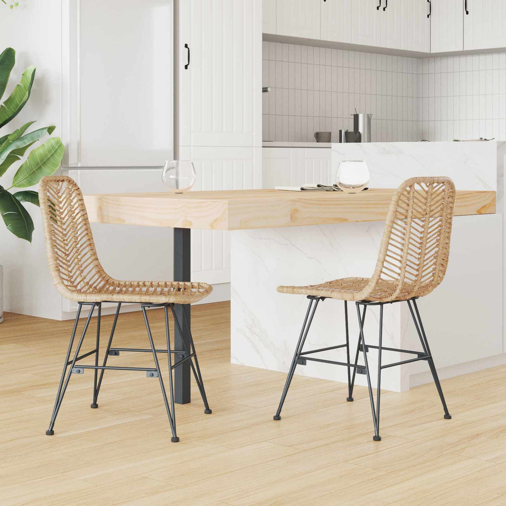 vidaXL Krzesło jadalniane 2 pcs Rattan i żelazo Naturalny
