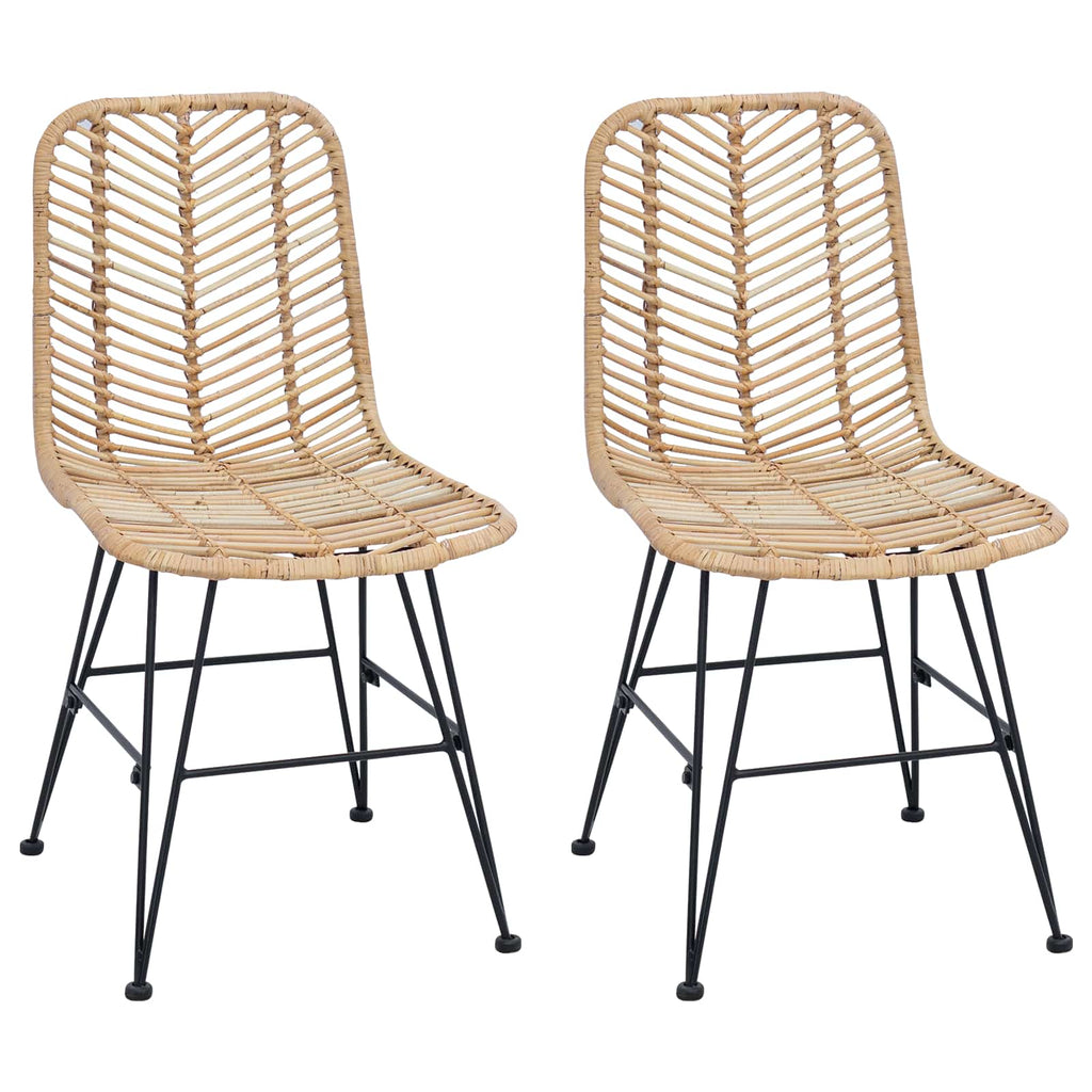 vidaXL Krzesło jadalniane 2 pcs Rattan i żelazo Naturalny