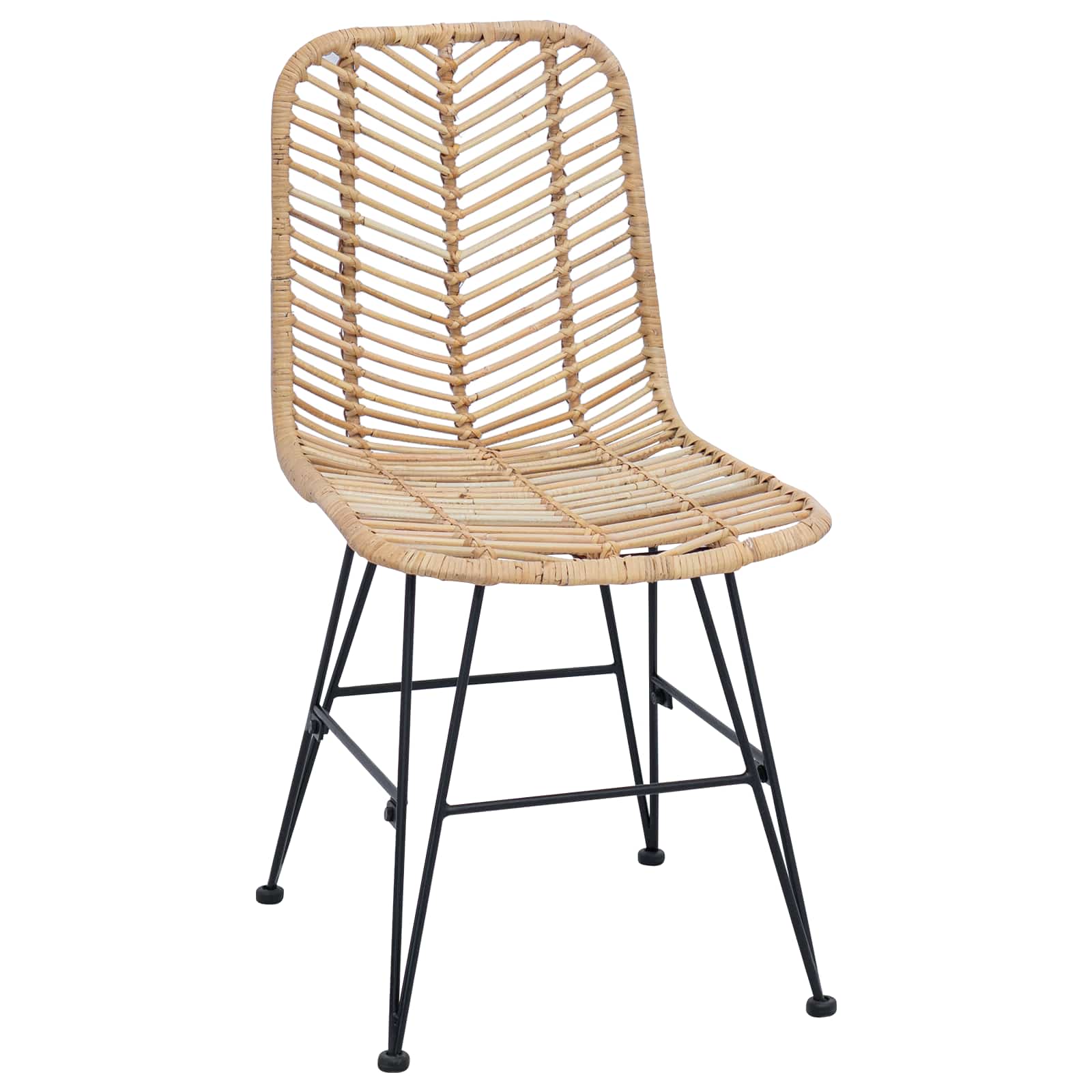 vidaXL Krzesło jadalniane 2 pcs Rattan i żelazo Naturalny