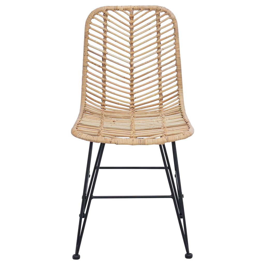 vidaXL Krzesło jadalniane 2 pcs Rattan i żelazo Naturalny