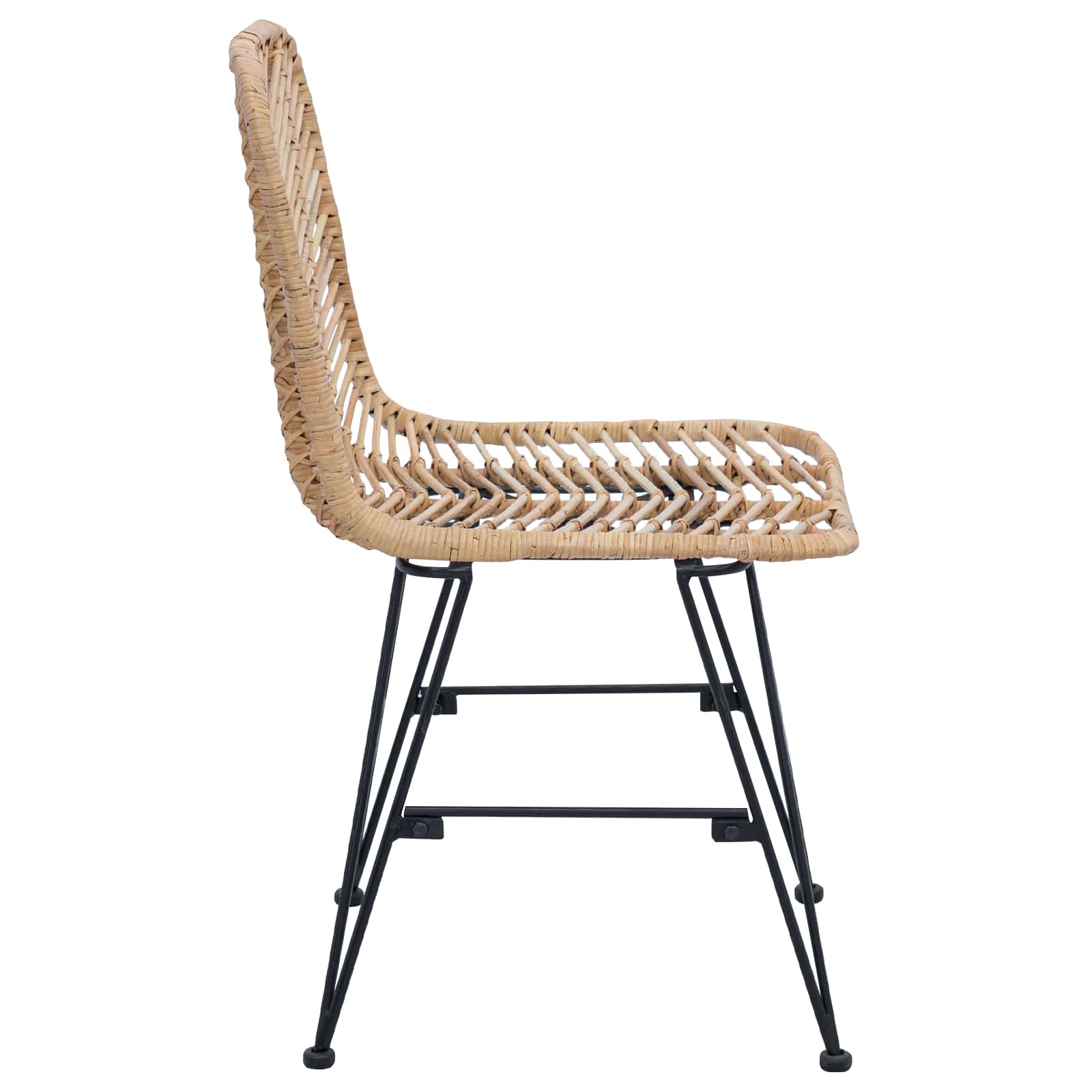 vidaXL Krzesło jadalniane 2 pcs Rattan i żelazo Naturalny