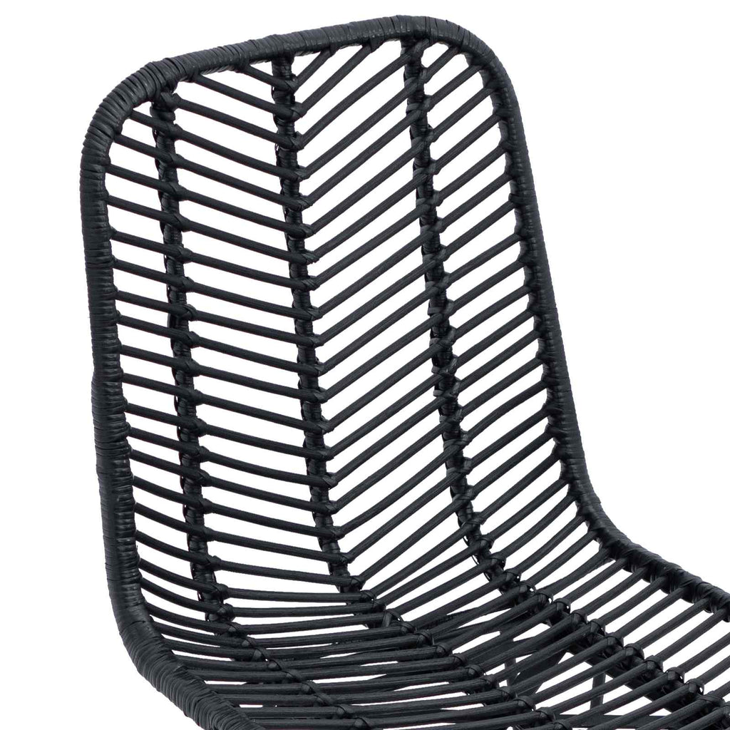 vidaXL Krzesło jadalniane 2 pcs Rattan i żelazo Czarny
