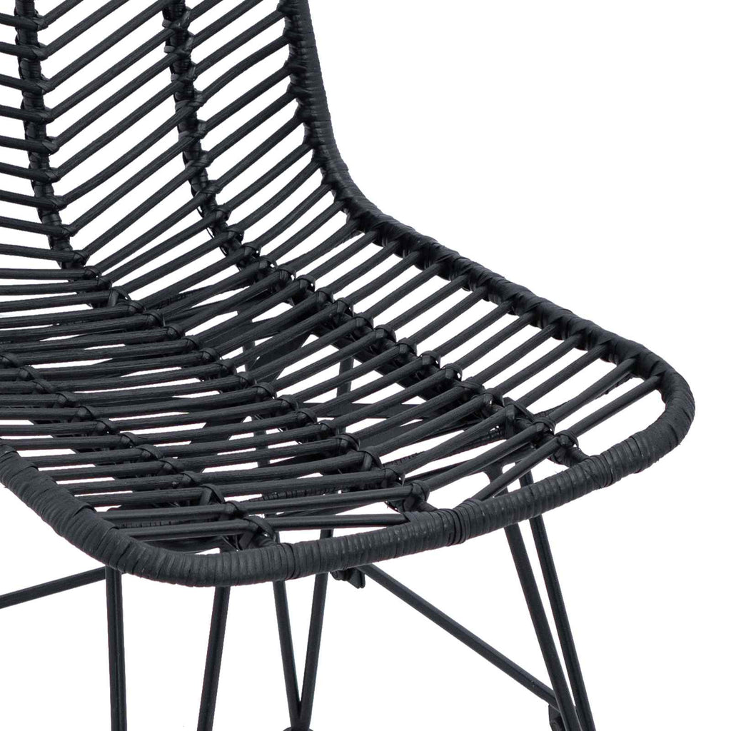 vidaXL Krzesło jadalniane 2 pcs Rattan i żelazo Czarny