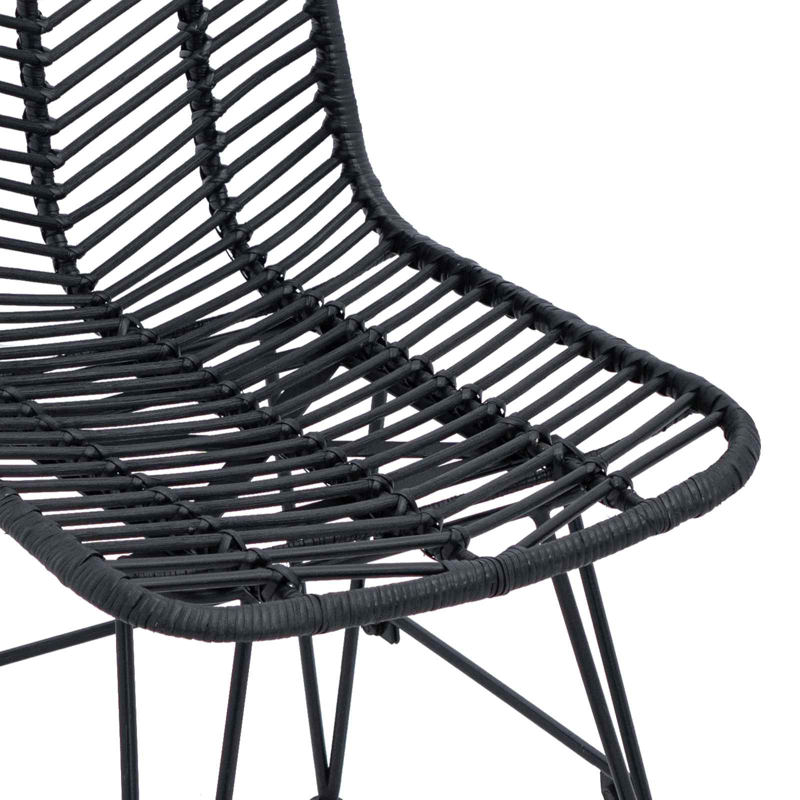 vidaXL Krzesło jadalniane 2 pcs Rattan i żelazo Czarny