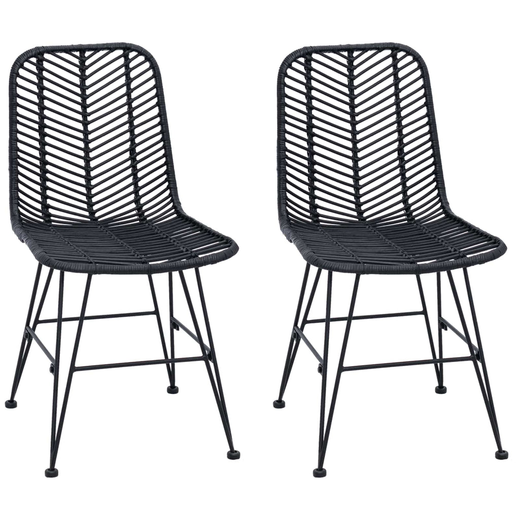vidaXL Krzesło jadalniane 2 pcs Rattan i żelazo Czarny