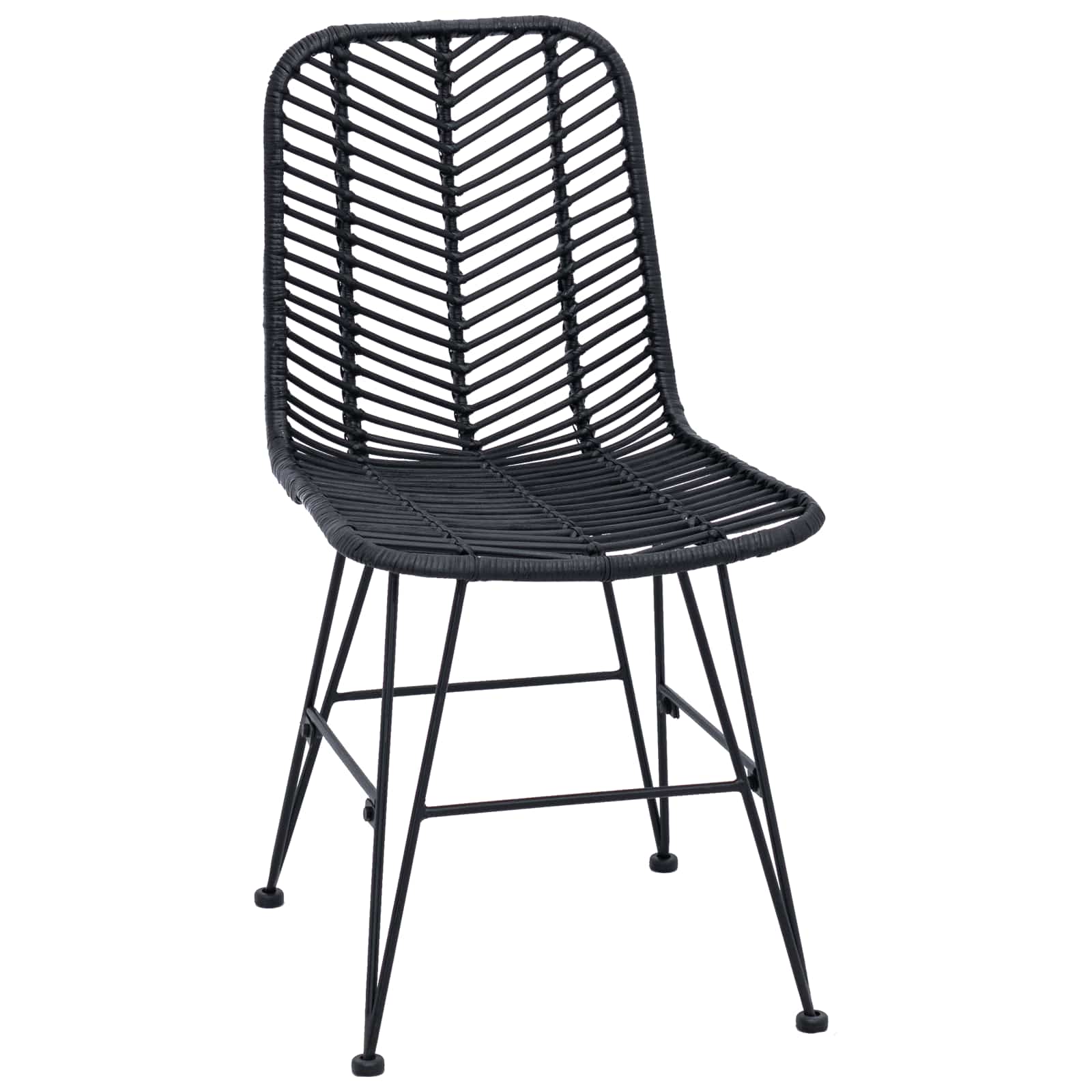 vidaXL Krzesło jadalniane 2 pcs Rattan i żelazo Czarny