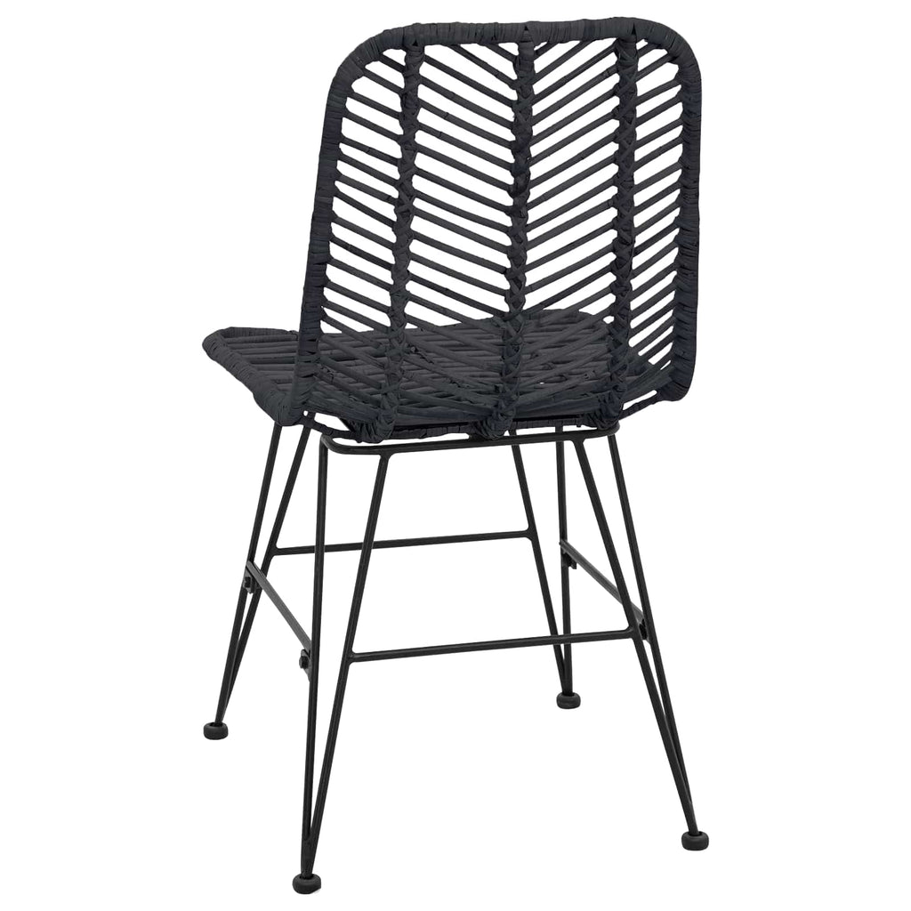 vidaXL Krzesło jadalniane 2 pcs Rattan i żelazo Czarny