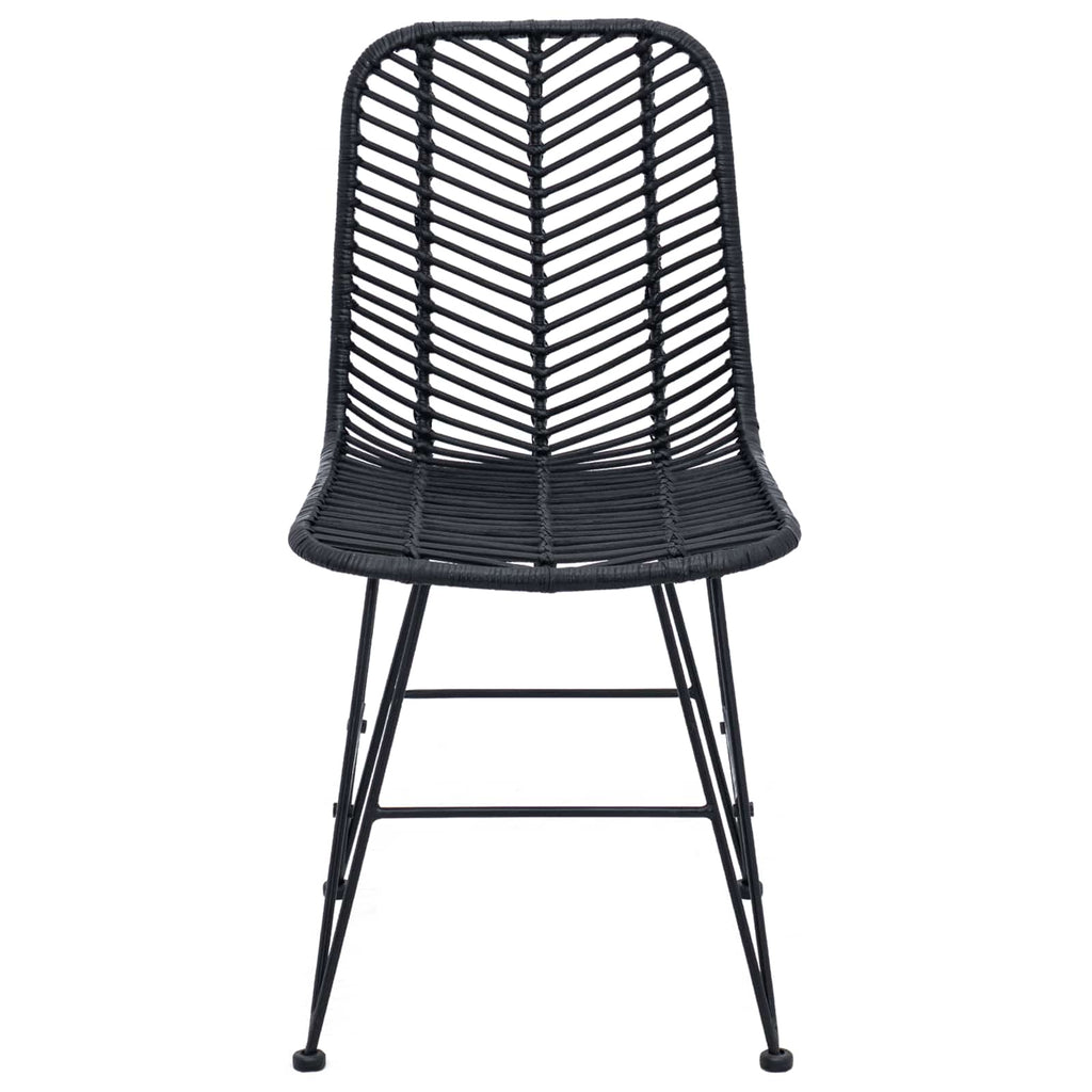 vidaXL Krzesło jadalniane 2 pcs Rattan i żelazo Czarny