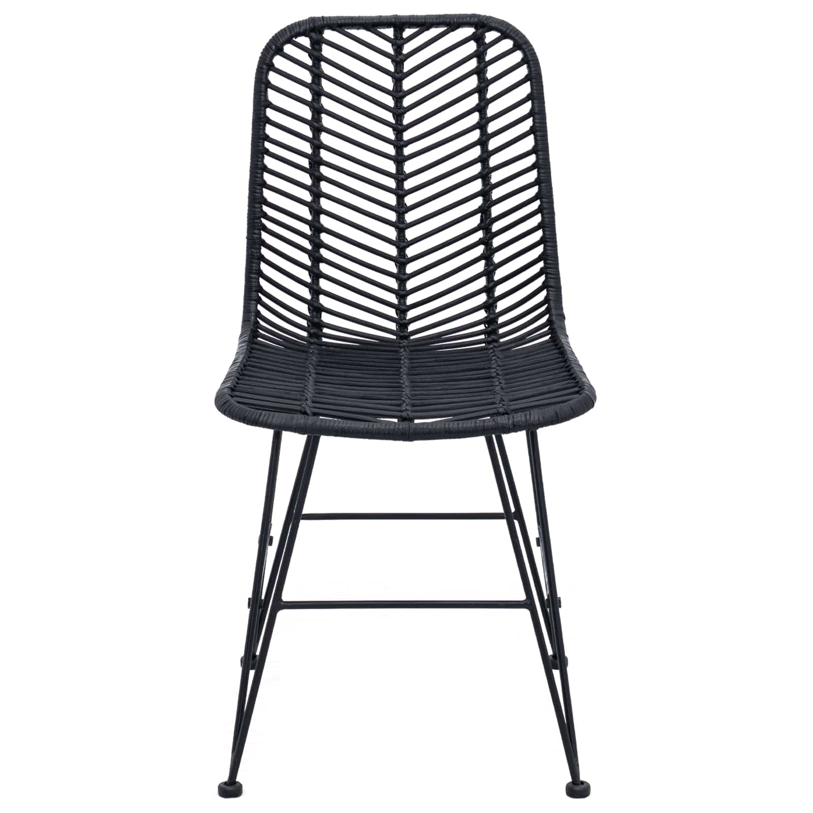 vidaXL Krzesło jadalniane 2 pcs Rattan i żelazo Czarny