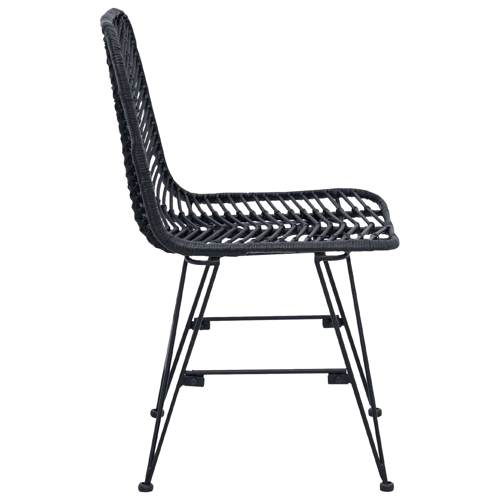 vidaXL Krzesło jadalniane 2 pcs Rattan i żelazo Czarny