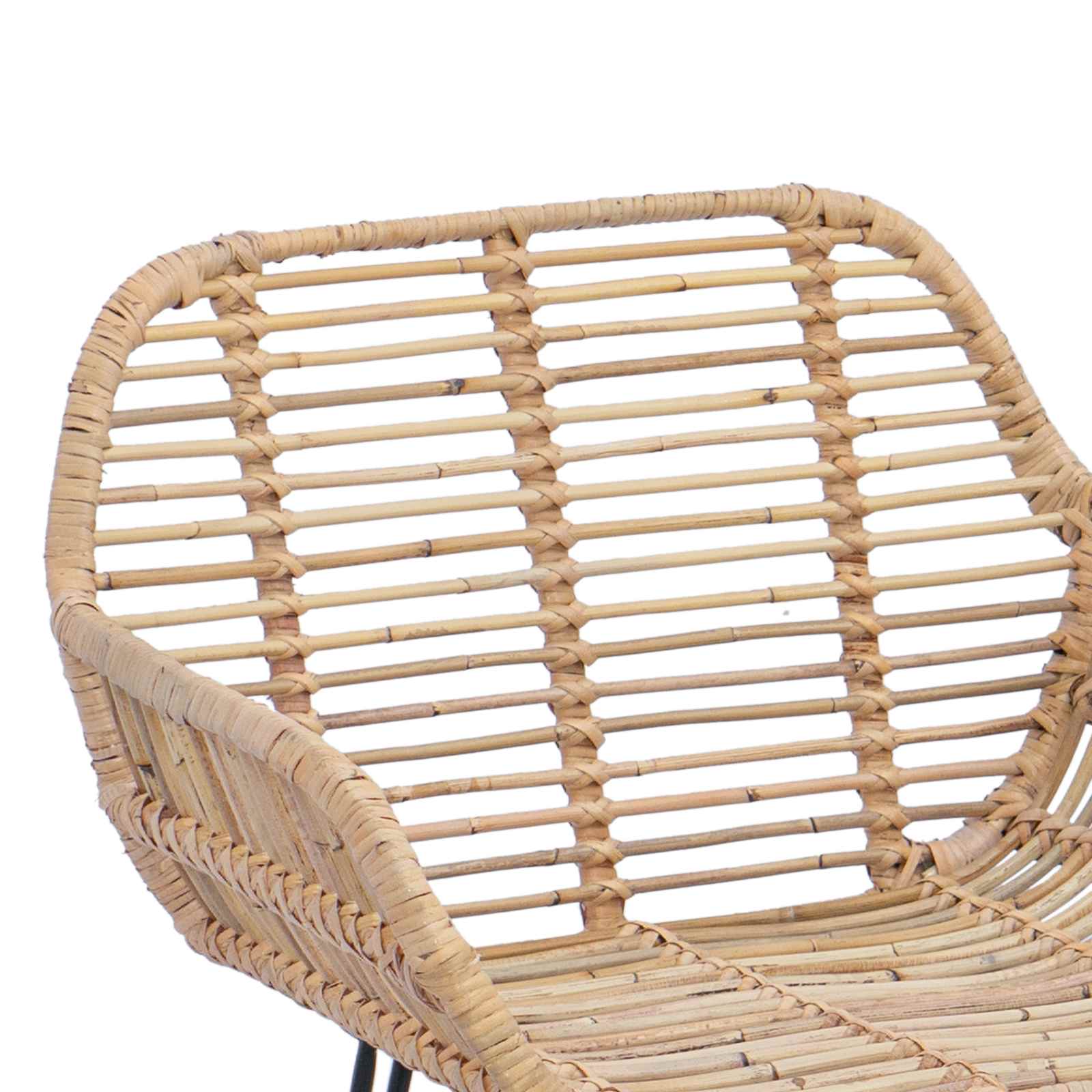 vidaXL Krzesło barowe 2 pcs 55 x 52 x 92 cm Rattan i żelazo
