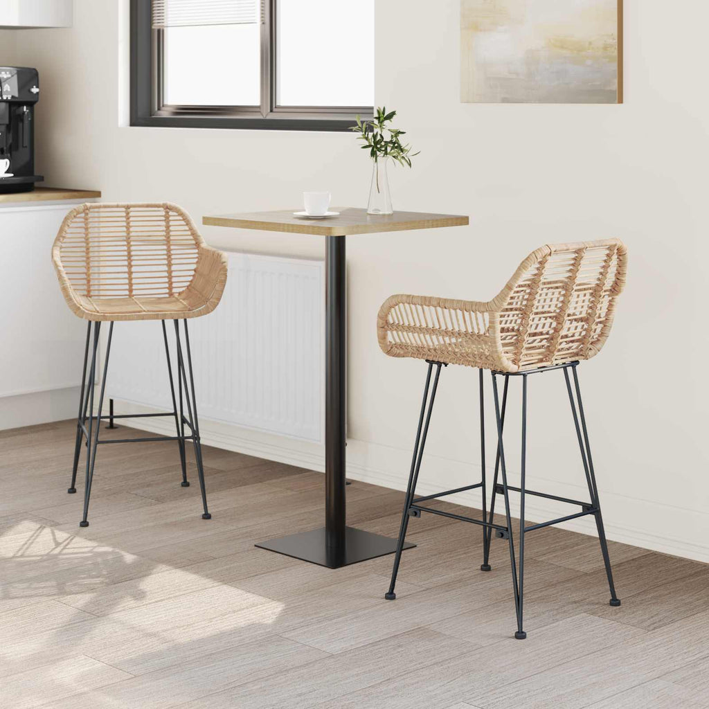 vidaXL Krzesło barowe 2 pcs 55 x 52 x 92 cm Rattan i żelazo