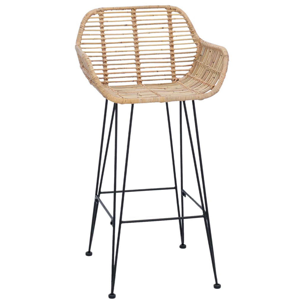 vidaXL Krzesło barowe 2 pcs 55 x 52 x 92 cm Rattan i żelazo