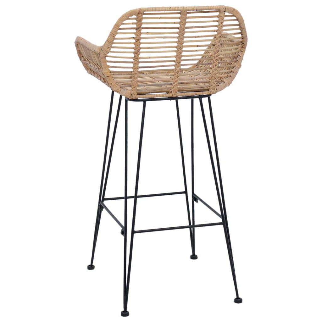 vidaXL Krzesło barowe 2 pcs 55 x 52 x 92 cm Rattan i żelazo