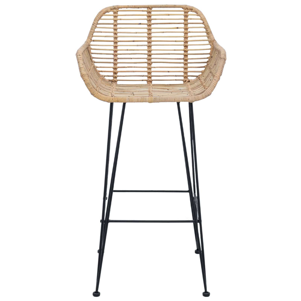 vidaXL Krzesło barowe 2 pcs 55 x 52 x 92 cm Rattan i żelazo