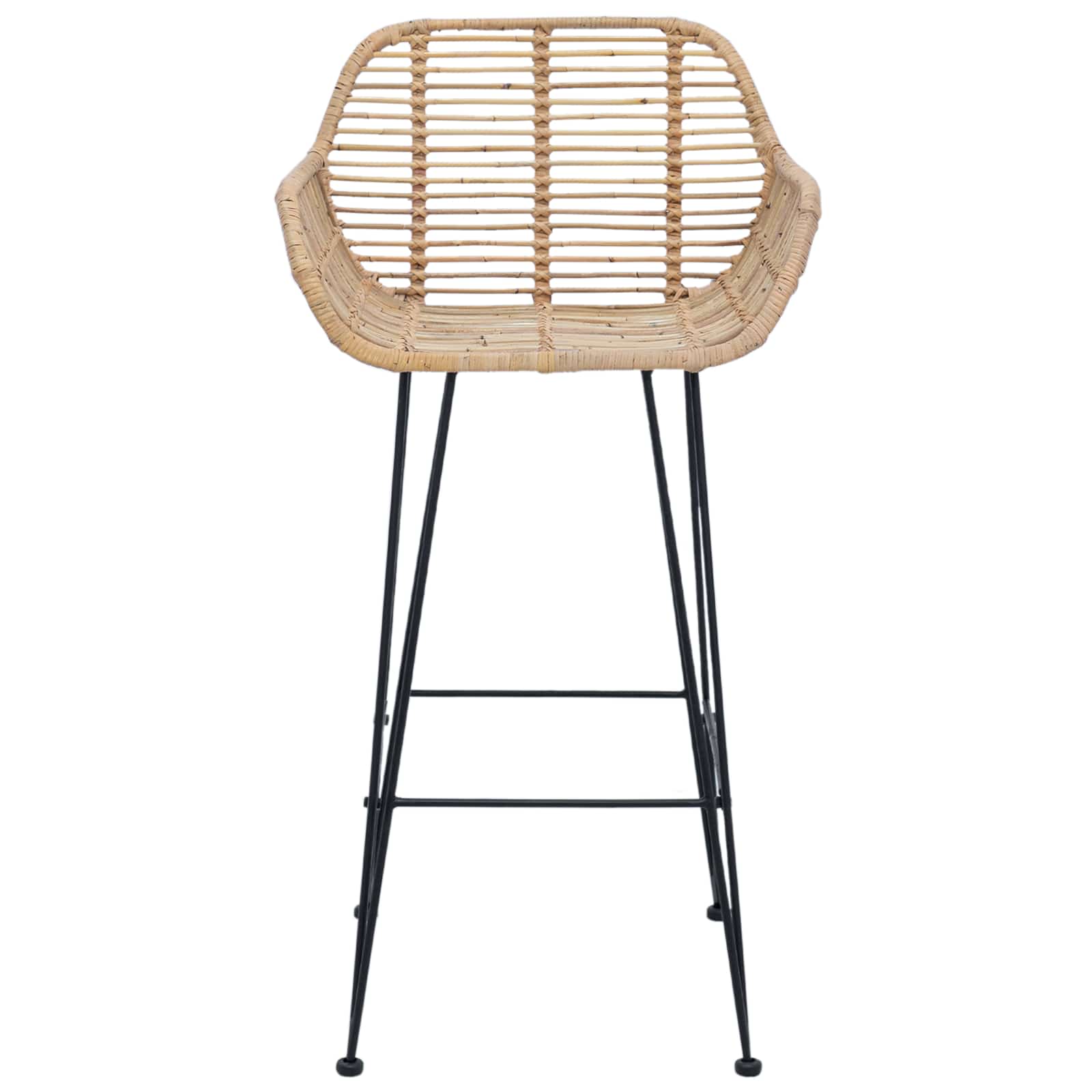 vidaXL Krzesło barowe 2 pcs 55 x 52 x 92 cm Rattan i żelazo
