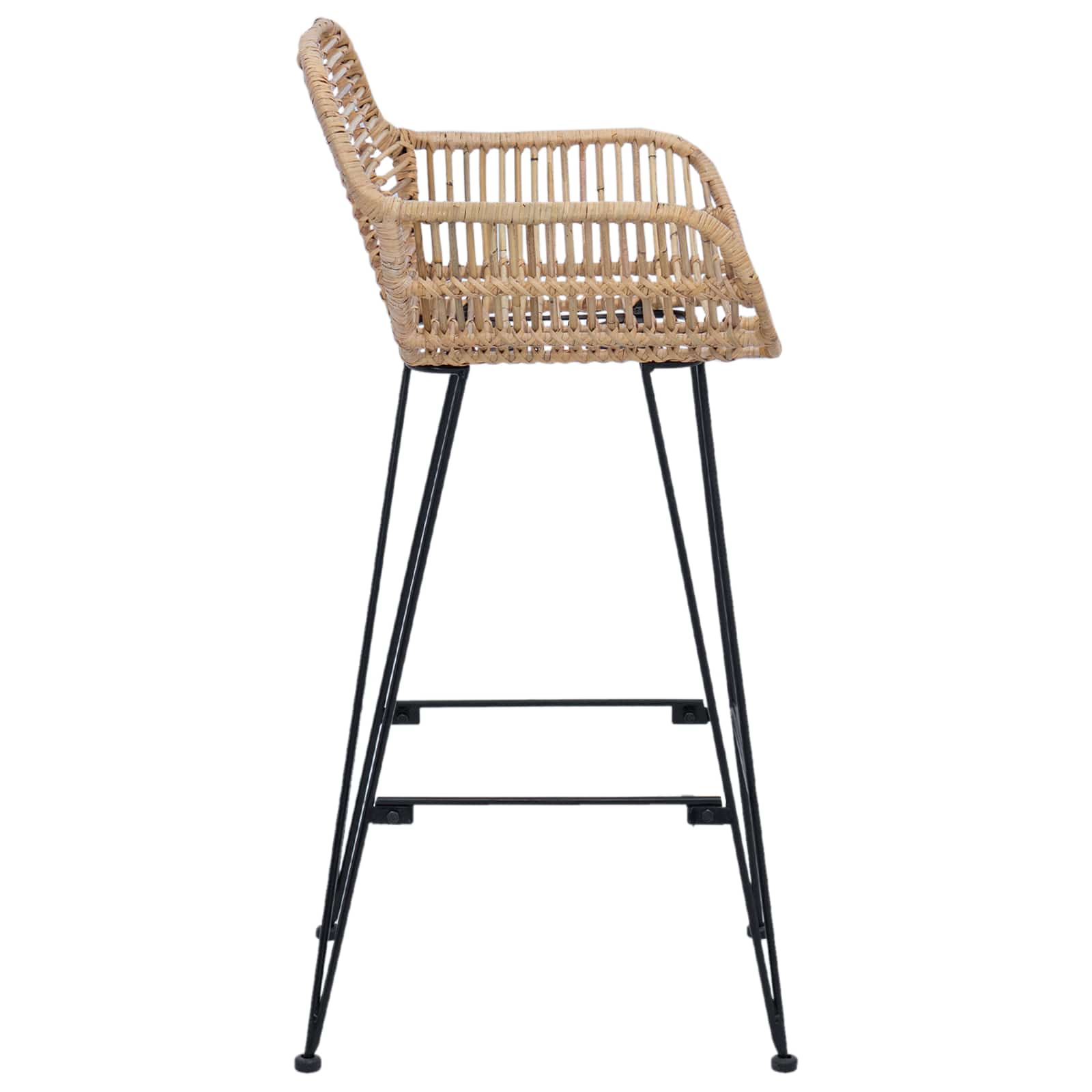 vidaXL Krzesło barowe 2 pcs 55 x 52 x 92 cm Rattan i żelazo